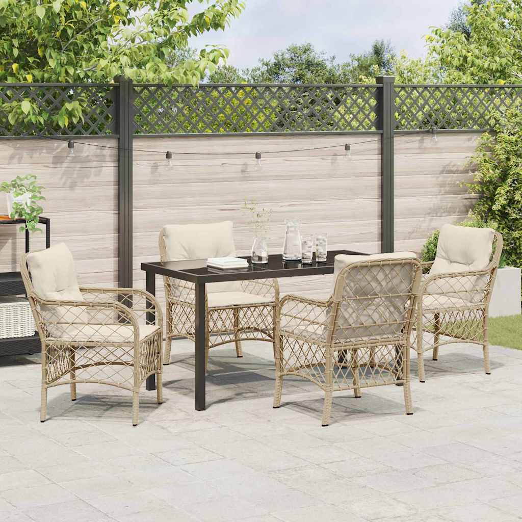 Have Spisebordssæt med pude 5 pcs Beige Poly rattan