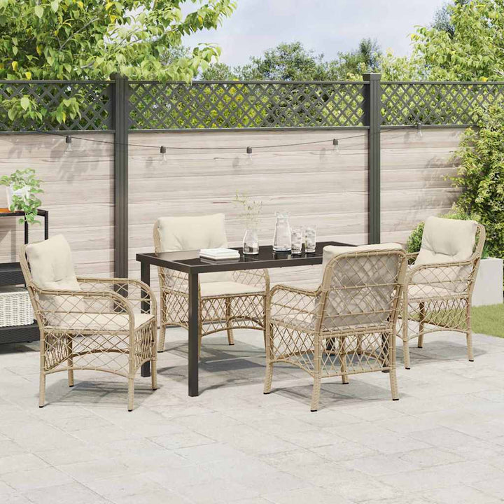 Have Spisebordssæt med pude 5 pcs Beige Poly rattan
