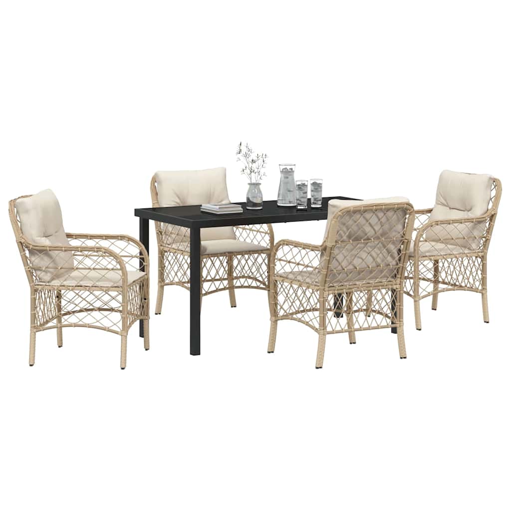 Have Spisebordssæt med pude 5 pcs Beige Poly rattan