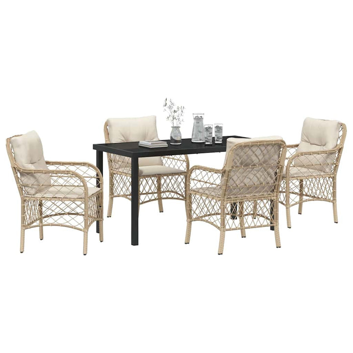 Have Spisebordssæt med pude 5 pcs Beige Poly rattan