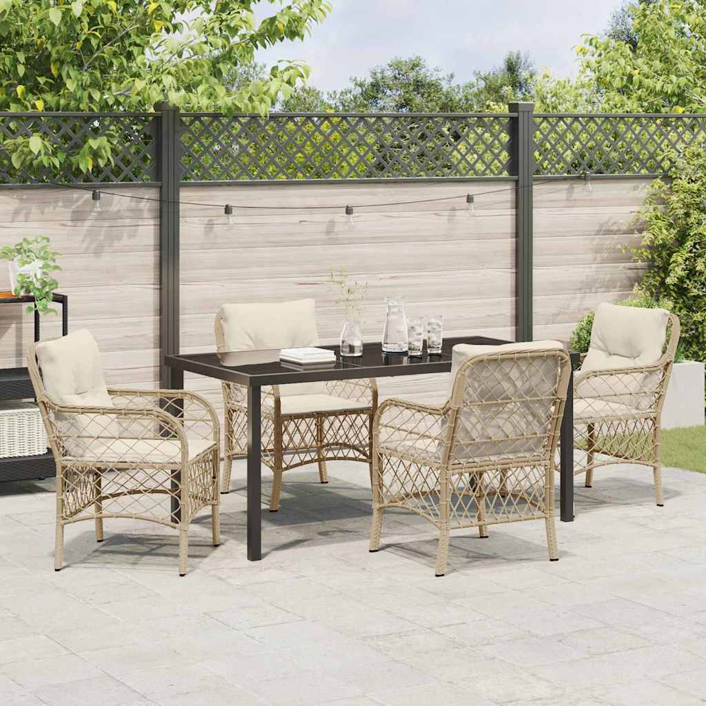 Have Spisebordssæt med pude 5 pcs Beige Poly rattan