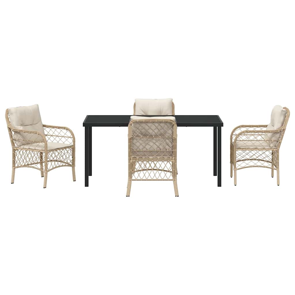 Have Spisebordssæt med pude 5 pcs Beige Poly rattan