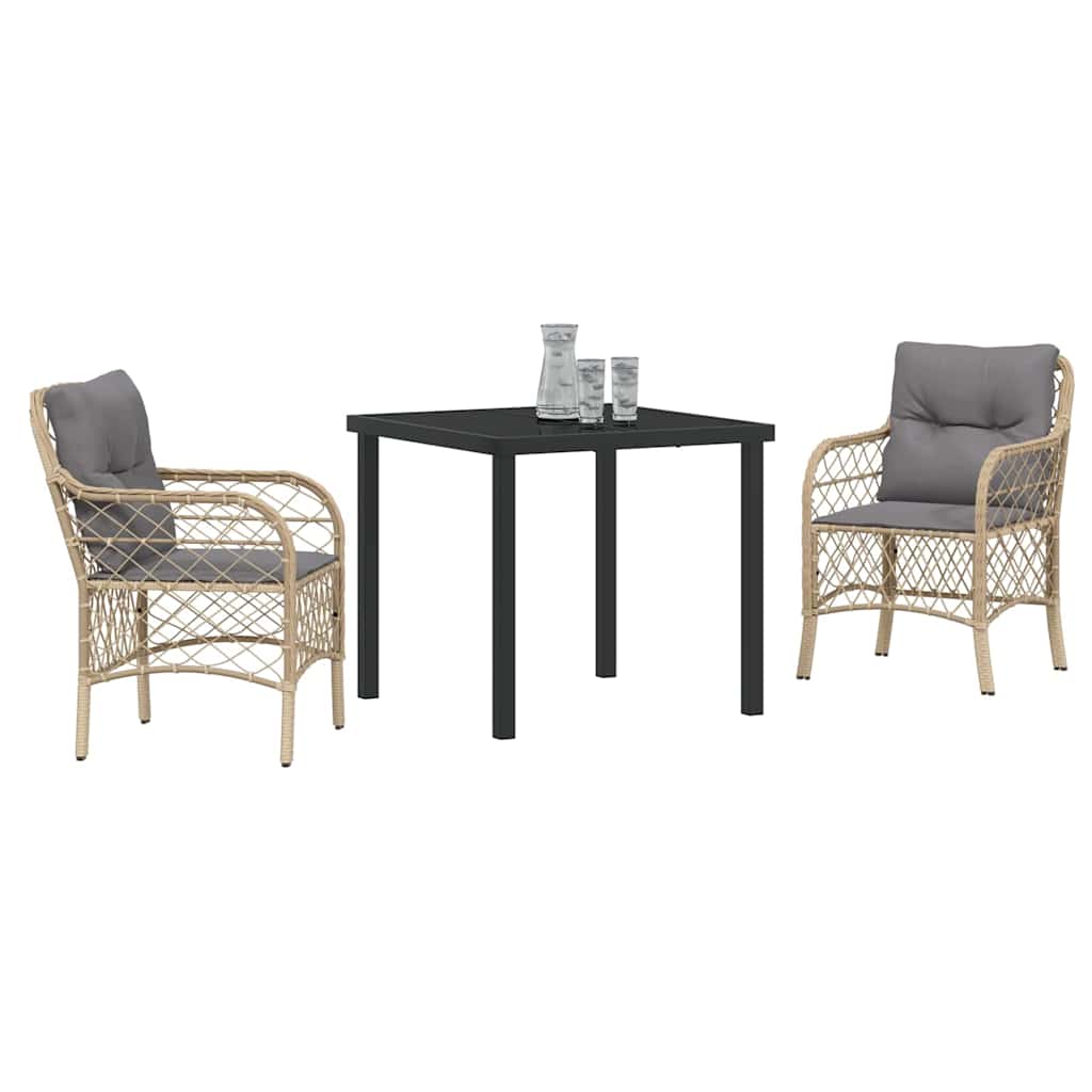 Have Spisebordssæt med pude 3 pcs Beige Poly rattan