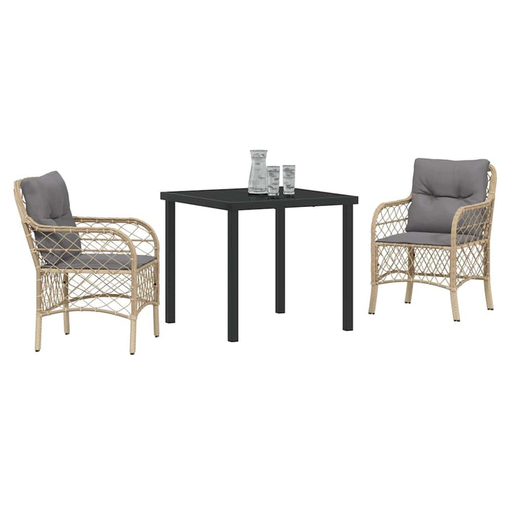 Have Spisebordssæt med pude 3 pcs Beige Poly rattan