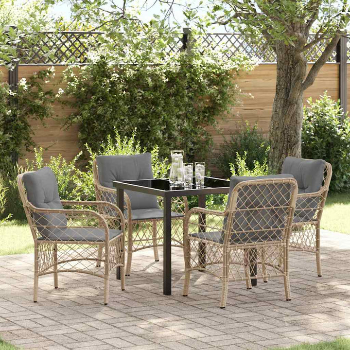 Have Spisebordssæt med pude 5 pcs Beige Poly rattan