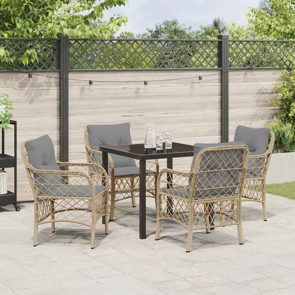 Have Spisebordssæt med pude 5 pcs Beige Poly rattan