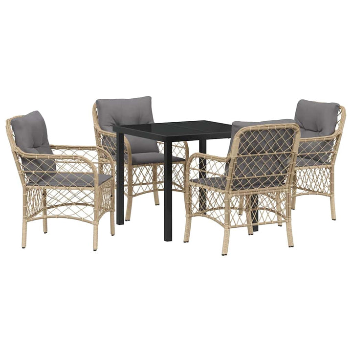 Have Spisebordssæt med pude 5 pcs Beige Poly rattan