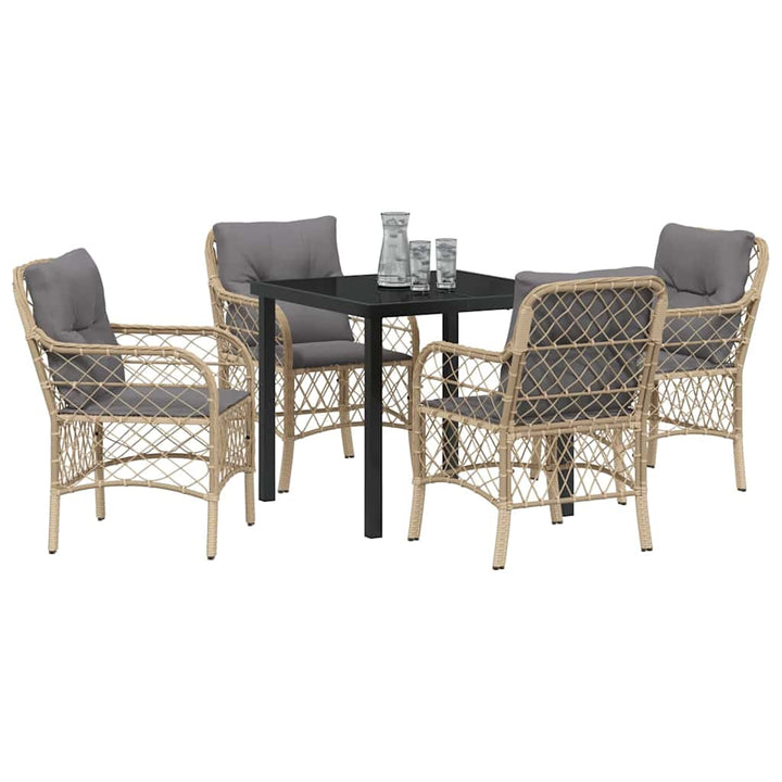 Have Spisebordssæt med pude 5 pcs Beige Poly rattan