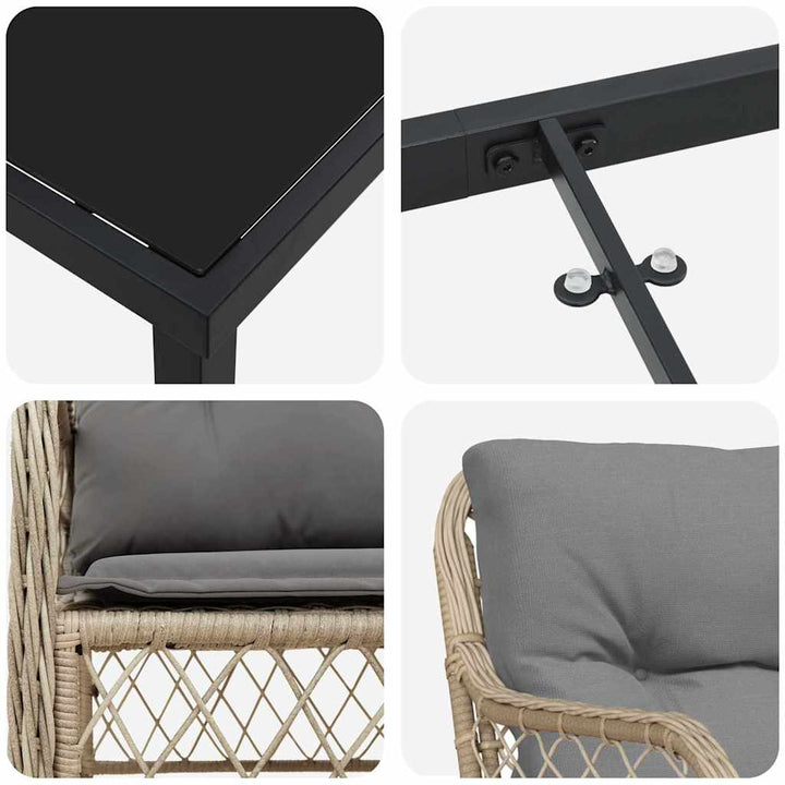 Have Spisebordssæt med pude 5 pcs Beige Poly rattan