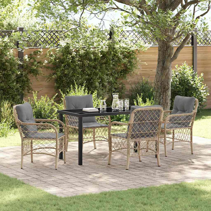 Have Spisebordssæt med pude 5 pcs Beige Poly rattan