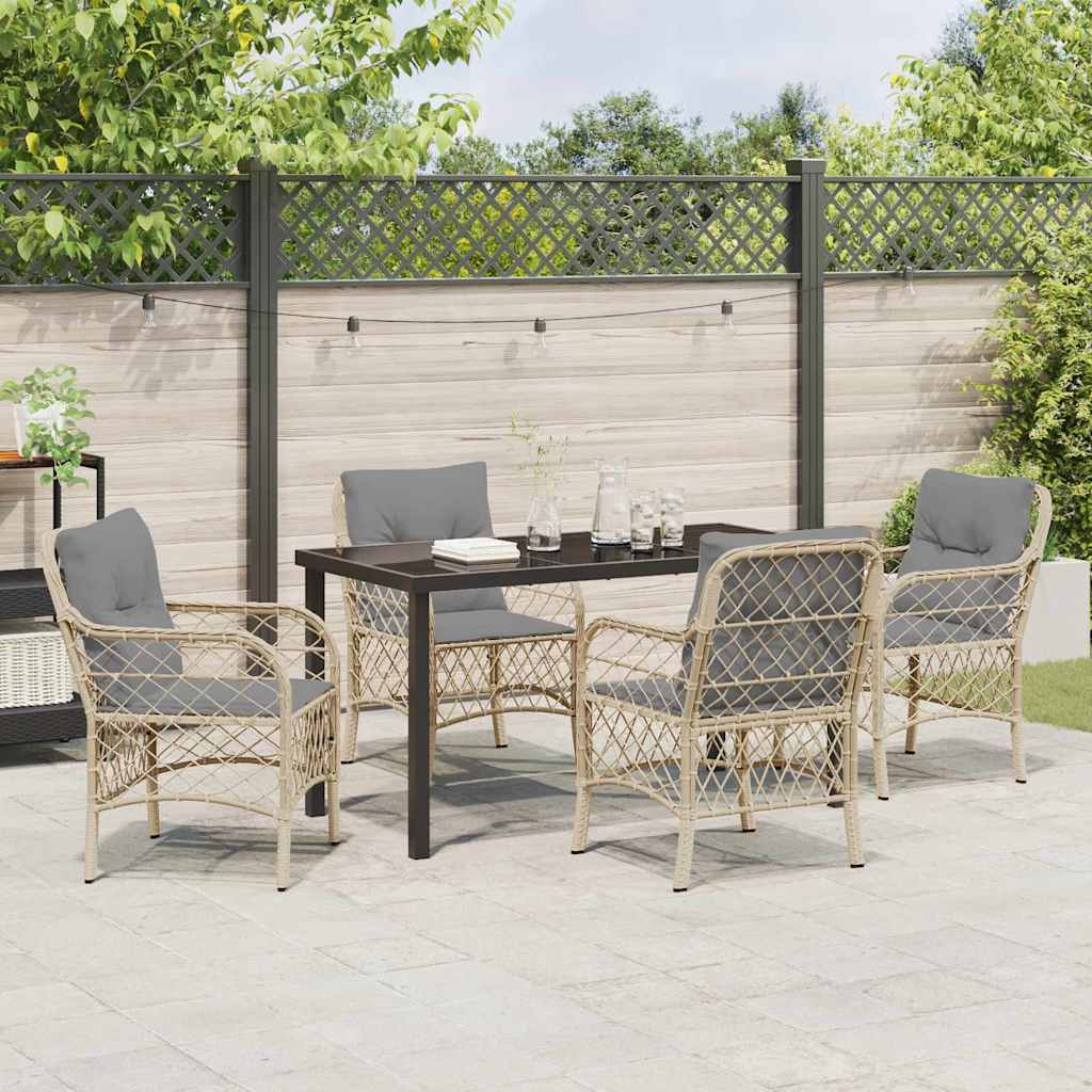 Have Spisebordssæt med pude 5 pcs Beige Poly rattan