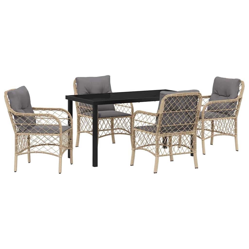 Have Spisebordssæt med pude 5 pcs Beige Poly rattan