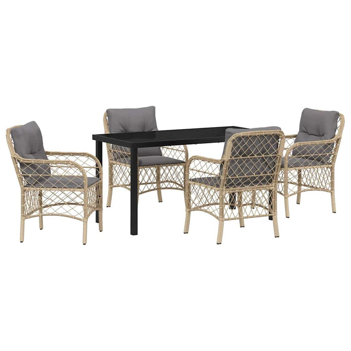 Have Spisebordssæt med pude 5 pcs Beige Poly rattan