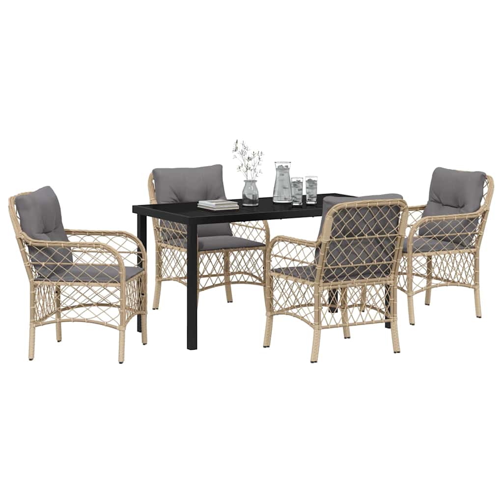 Have Spisebordssæt med pude 5 pcs Beige Poly rattan