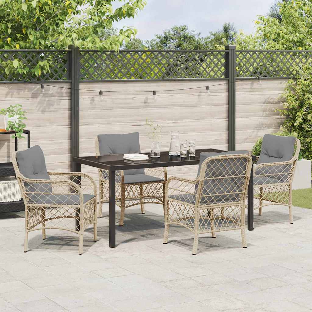 Have Spisebordssæt med pude 5 pcs Beige Poly rattan
