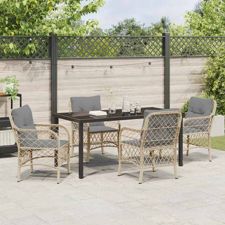 Have Spisebordssæt med pude 5 pcs Beige Poly rattan