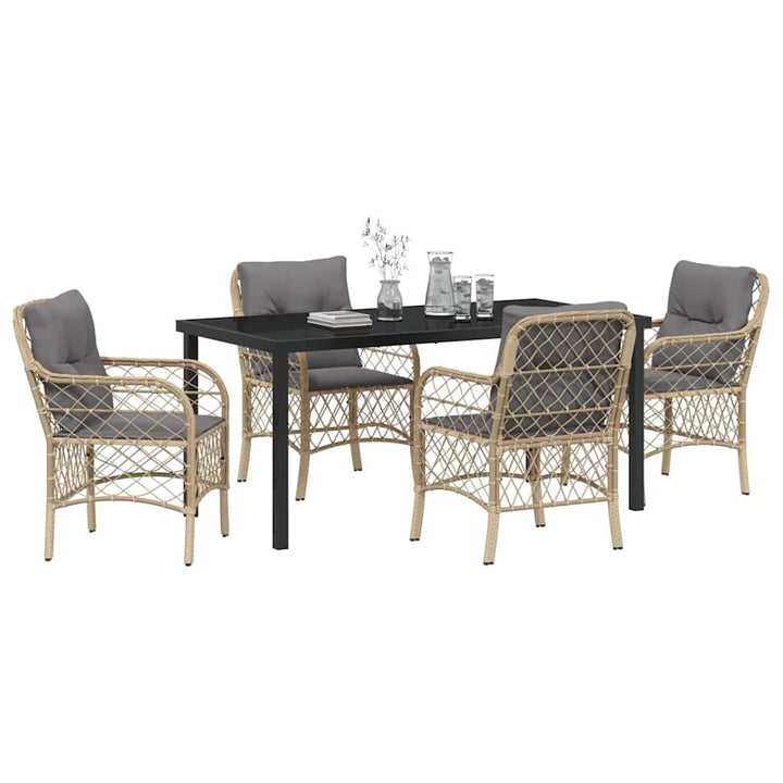 Have Spisebordssæt med pude 5 pcs Beige Poly rattan