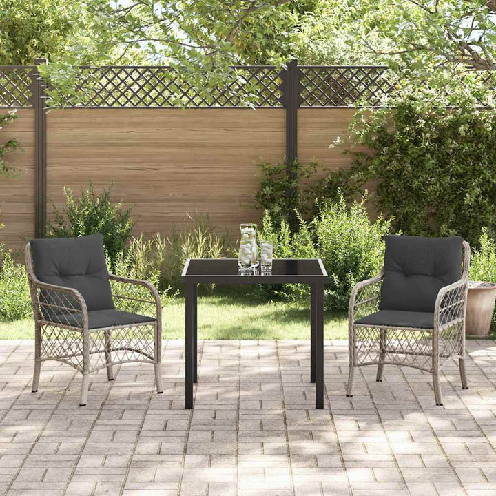 Have Spisebordssæt med pude 3 pcs Lysegrå Poly rattan