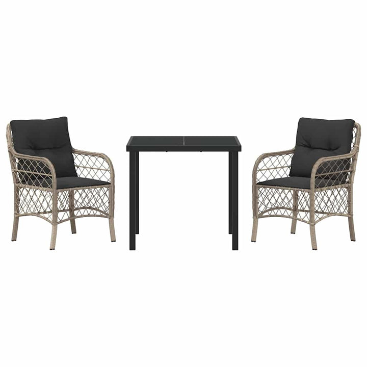 Have Spisebordssæt med pude 3 pcs Lysegrå Poly rattan