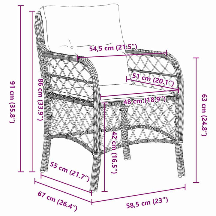 Have Spisebordssæt med pude 3 pcs Lysegrå Poly rattan