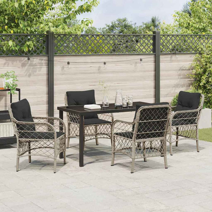 Have Spisebordssæt med pude 5 pcs Lysegrå Poly rattan