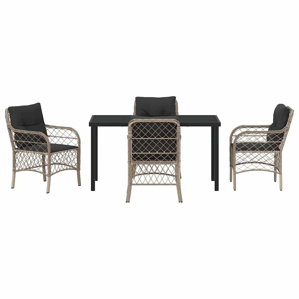 Have Spisebordssæt med pude 5 pcs Lysegrå Poly rattan