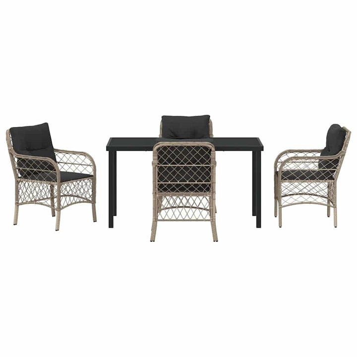 Have Spisebordssæt med pude 5 pcs Lysegrå Poly rattan