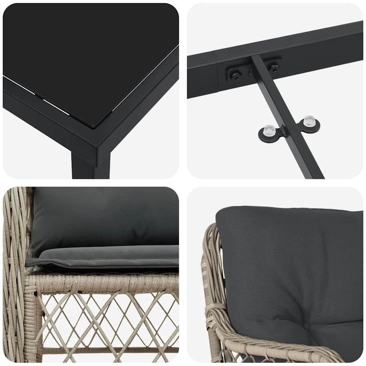 Have Spisebordssæt med pude 5 pcs Lysegrå Poly rattan