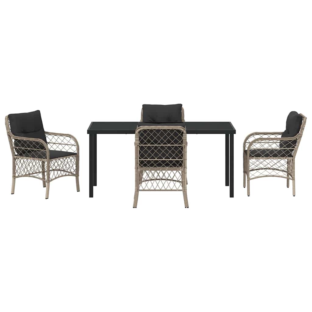 Have Spisebordssæt med pude 5 pcs Lysegrå Poly rattan