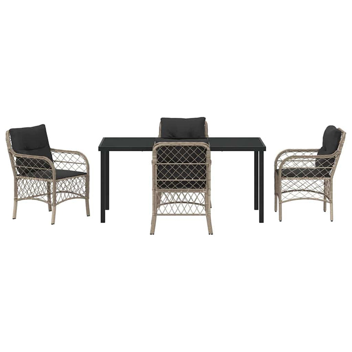 Have Spisebordssæt med pude 5 pcs Lysegrå Poly rattan