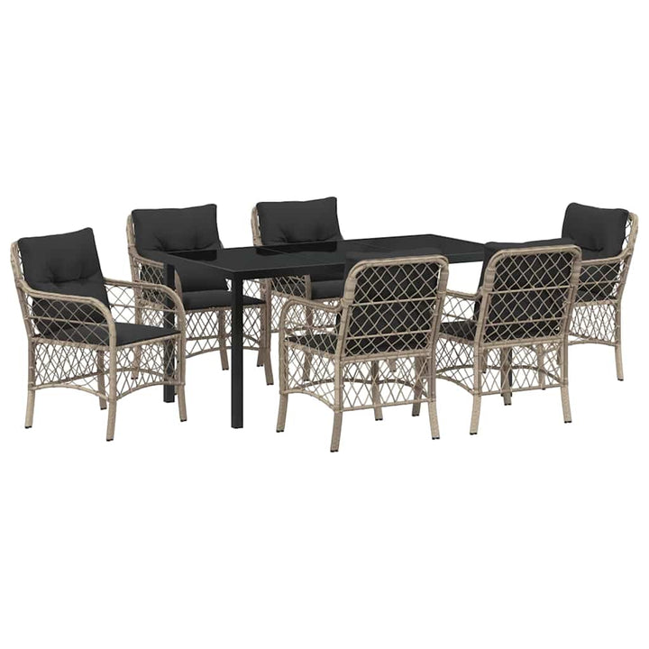 Have Spisebordssæt med pude 7 pcs Lysegrå Poly rattan