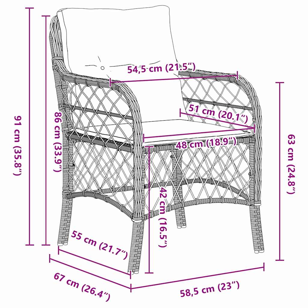 Have Spisebordssæt med pude 7 pcs Lysegrå Poly rattan