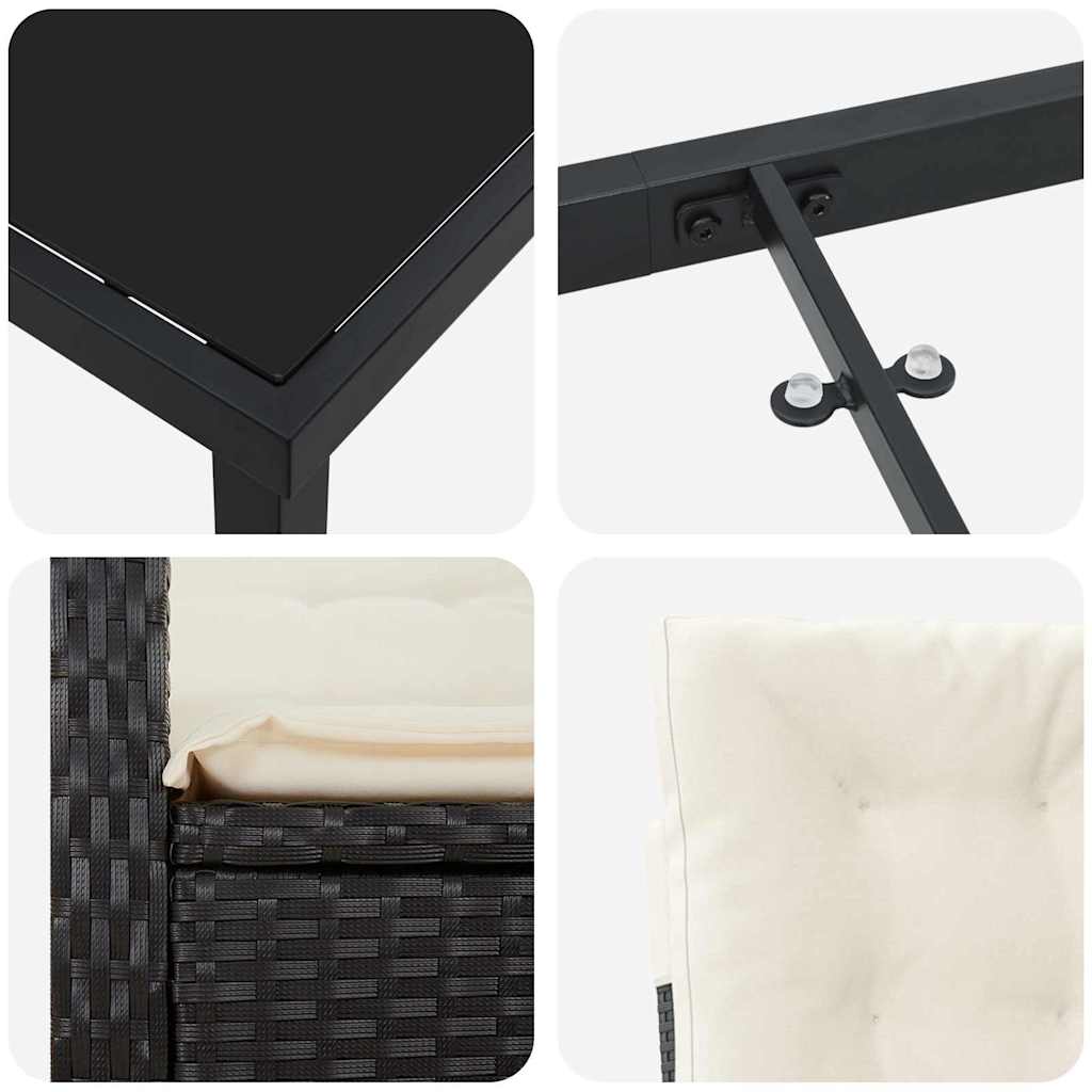 Have Spisebordssæt 3 pcs Sort polyrattan