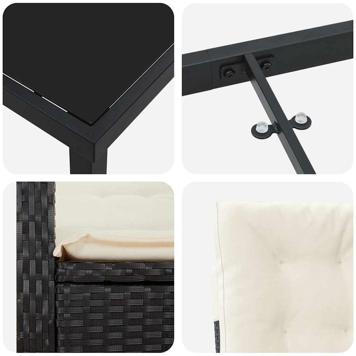 Have Spisebordssæt 3 pcs Sort polyrattan