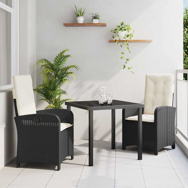 Have Spisebordssæt 3 pcs Sort polyrattan