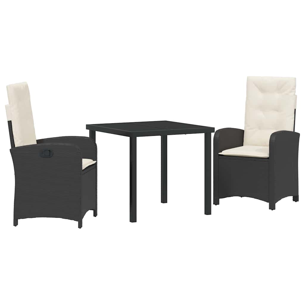 Have Spisebordssæt 3 pcs Sort polyrattan