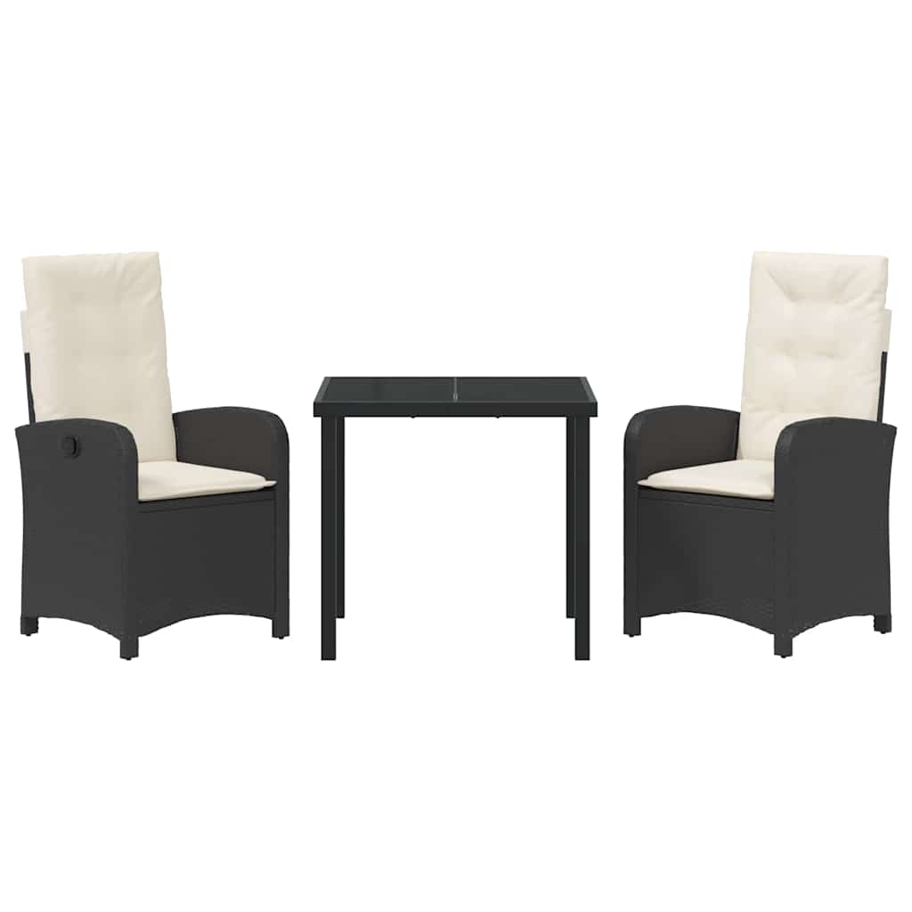 Have Spisebordssæt 3 pcs Sort polyrattan
