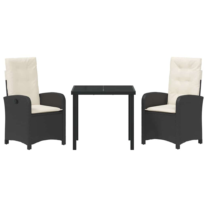 Have Spisebordssæt 3 pcs Sort polyrattan