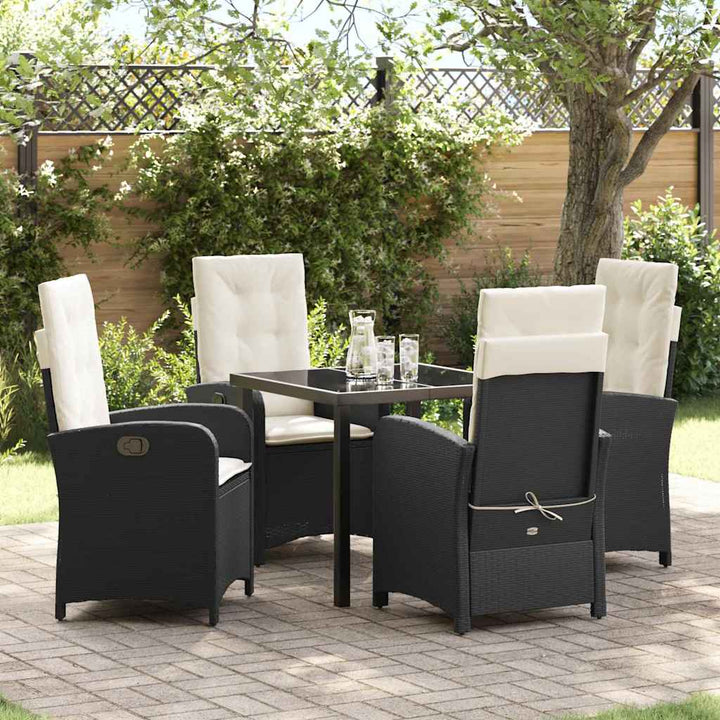 Have Spisebordssæt 5 pcs Sort polyrattan