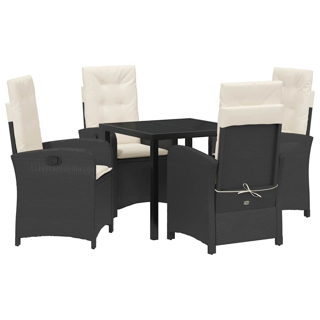 Have Spisebordssæt 5 pcs Sort polyrattan