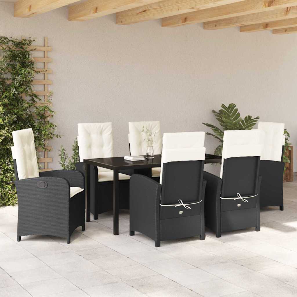 Have Spisebordssæt 7 pcs Sort polyrattan