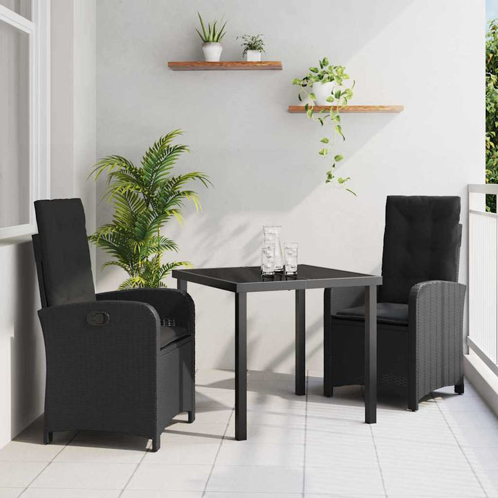 Have Spisebordssæt 3 pcs Sort polyrattan
