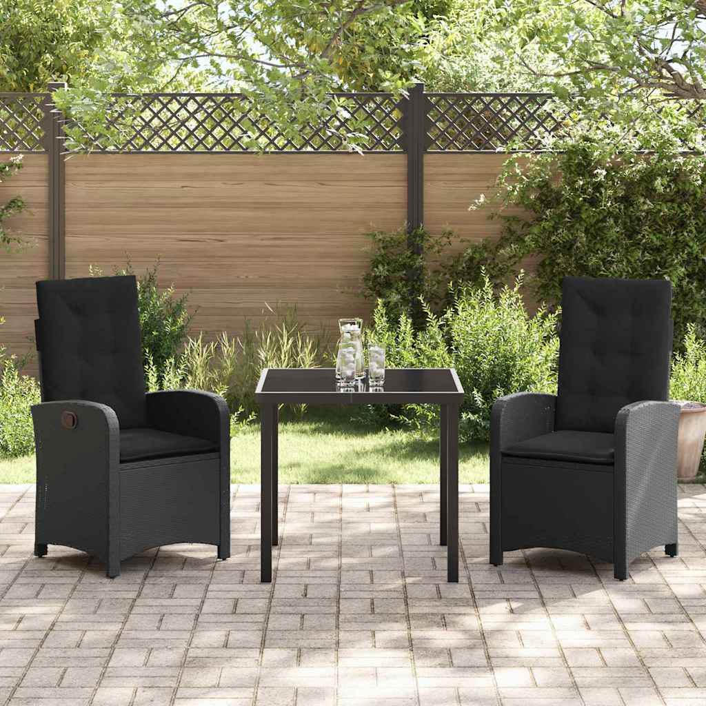Have Spisebordssæt 3 pcs Sort polyrattan