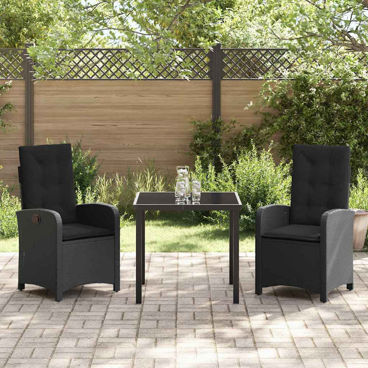 Have Spisebordssæt 3 pcs Sort polyrattan