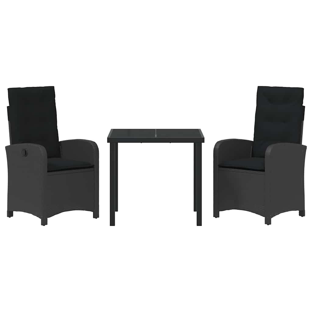 Have Spisebordssæt 3 pcs Sort polyrattan