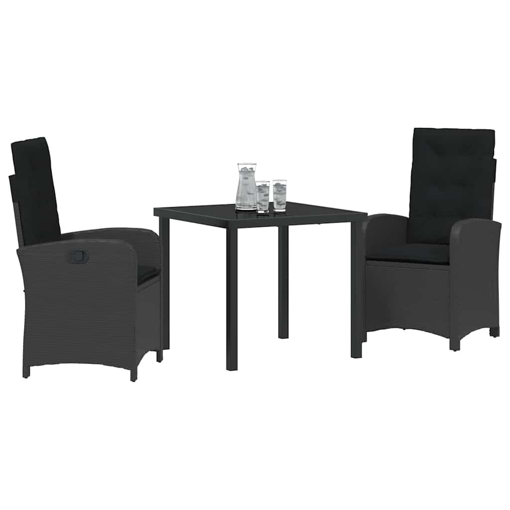 Have Spisebordssæt 3 pcs Sort polyrattan