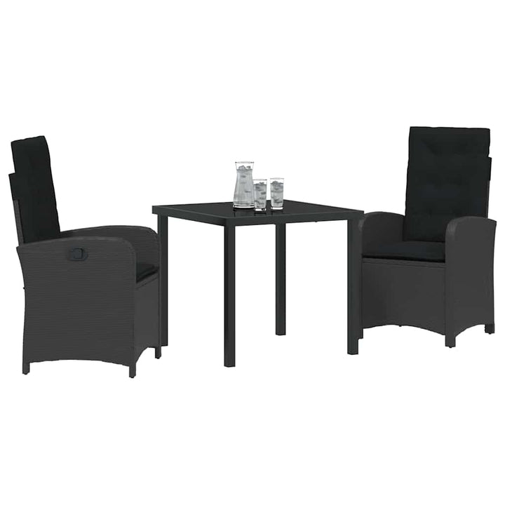 Have Spisebordssæt 3 pcs Sort polyrattan
