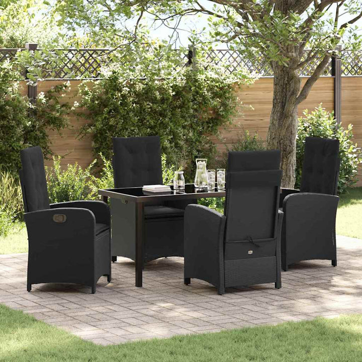 Have Spisebordssæt 5 pcs Sort polyrattan