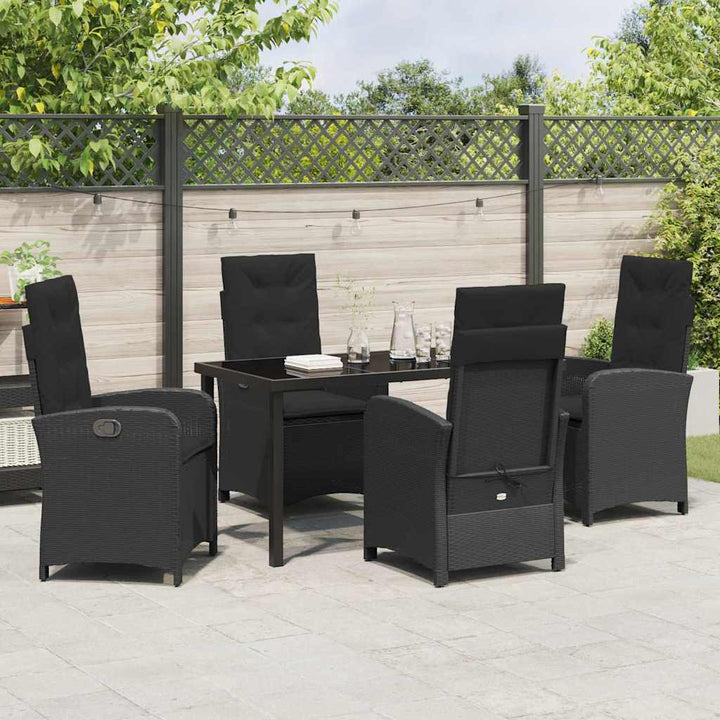 Have Spisebordssæt 5 pcs Sort polyrattan