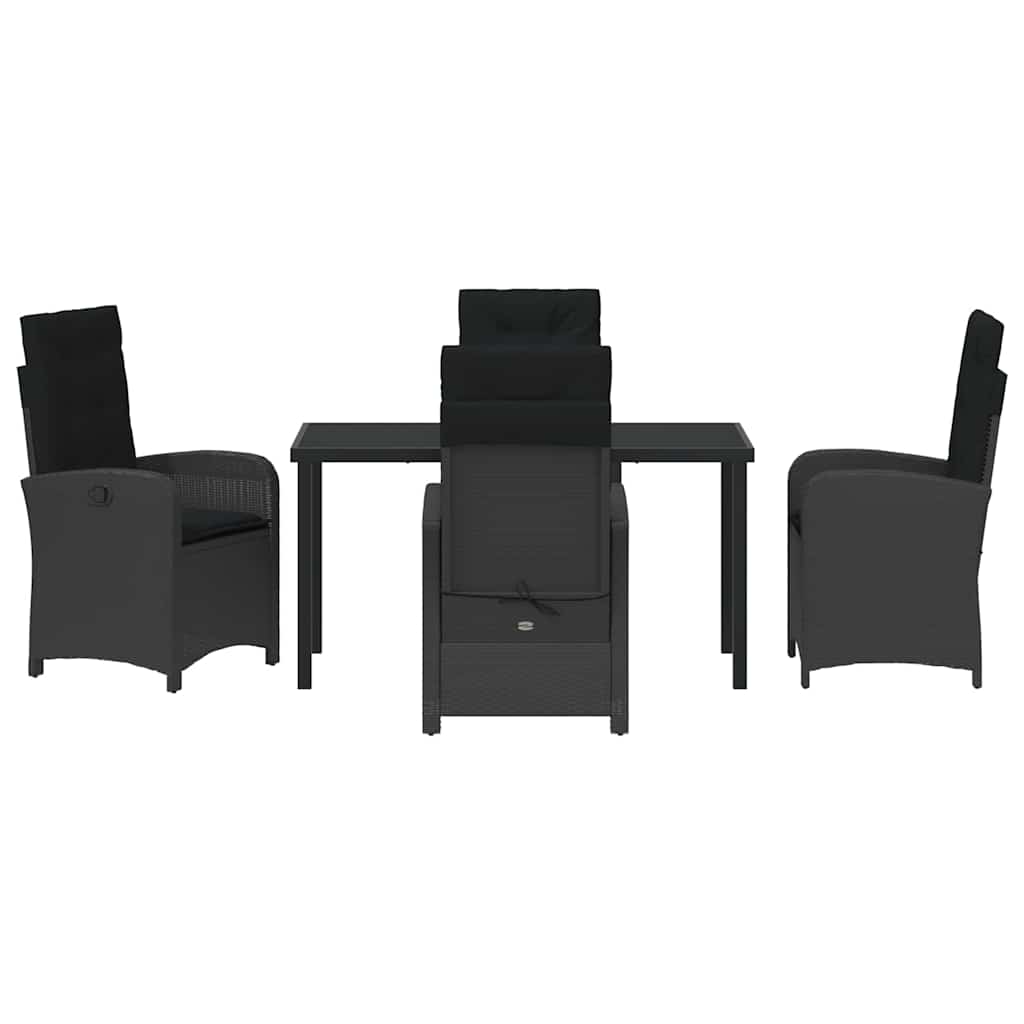 Have Spisebordssæt 5 pcs Sort polyrattan